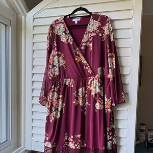 Boutique Plus Floral Burgundy Maxi Dress